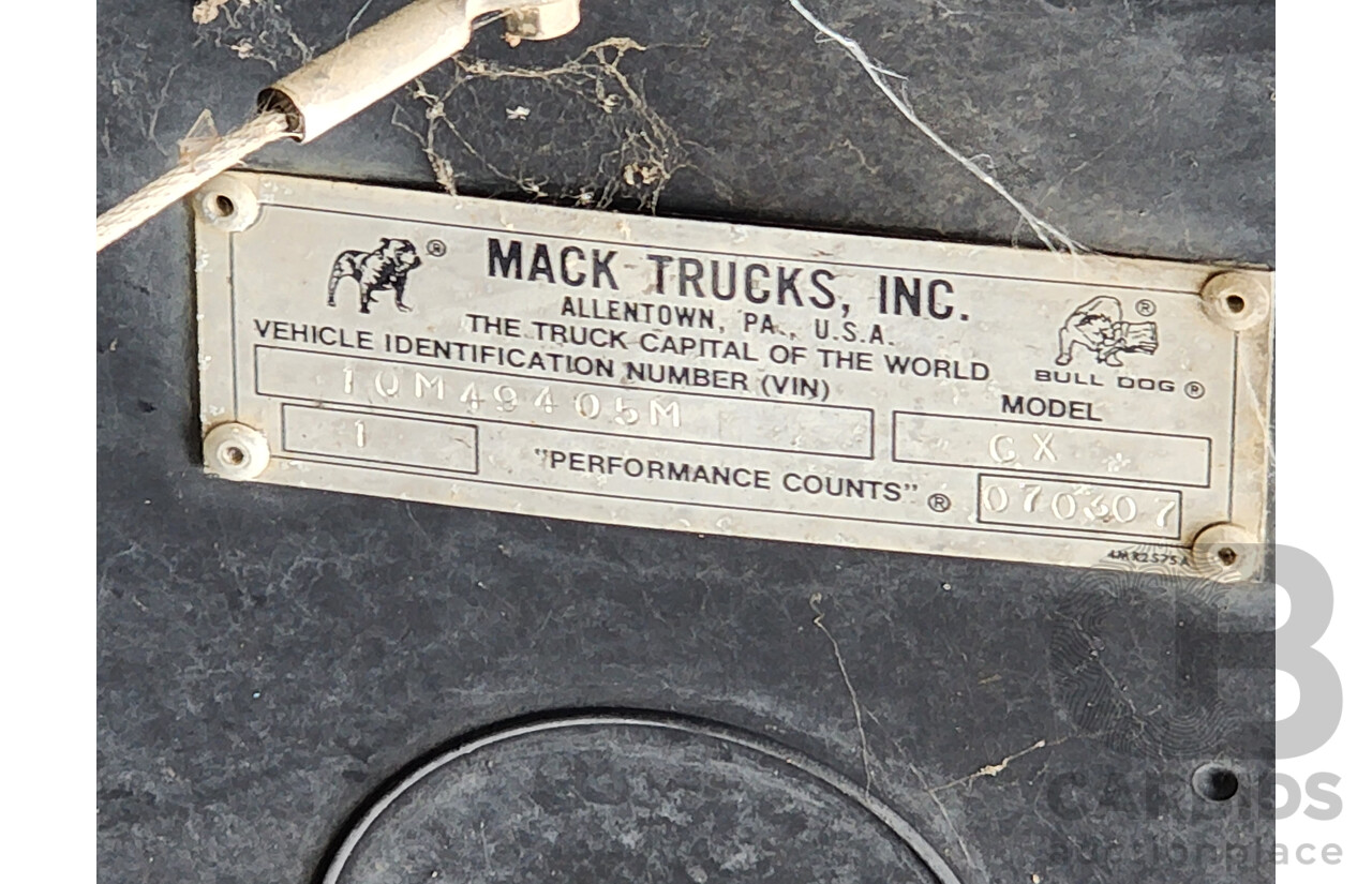 04/2007 Mack CX Vision 6x4 Cab Chassis Prime Mover 2d White Turbo Diesel EA7 420HP