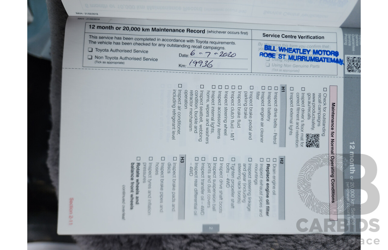 01/2019 Toyota RAV4 GXL (AWD) ASA44R 4d Wagon Silver Sky 2.5L