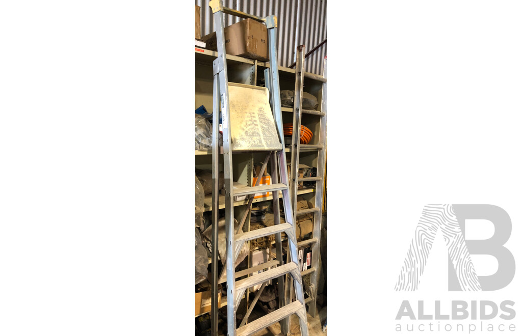 Collection of Flatform & A Frame Ladders; Brands Include Baileys