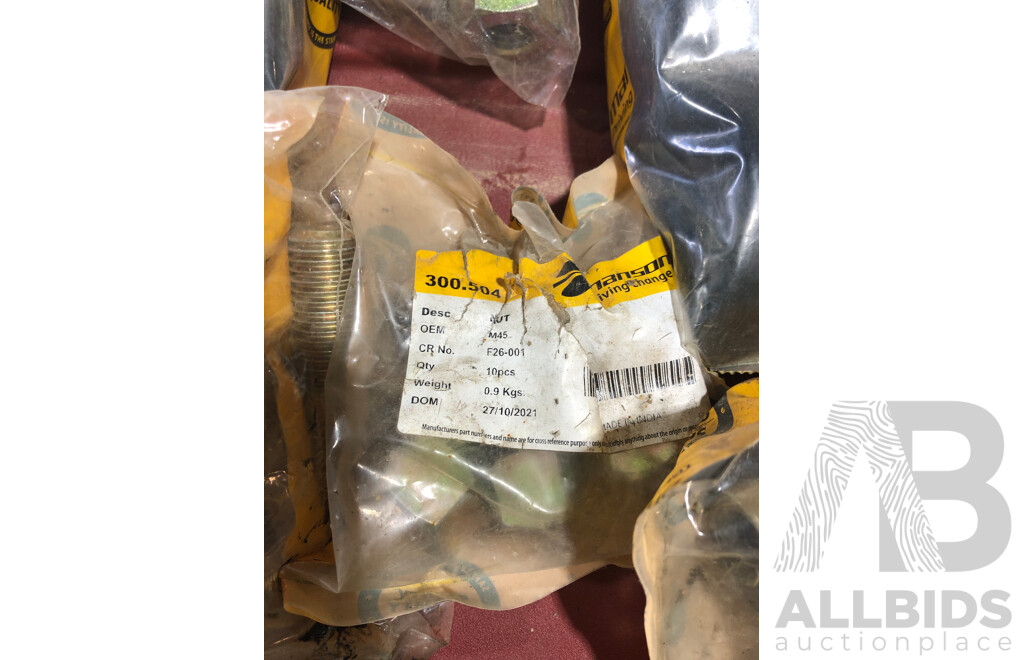 Approximatley 15 Various Truck Spare Parts From Mansons, Including but Not Limited to; U Bolt Assemblies, Wheel Studs, Equaliser Bush And More