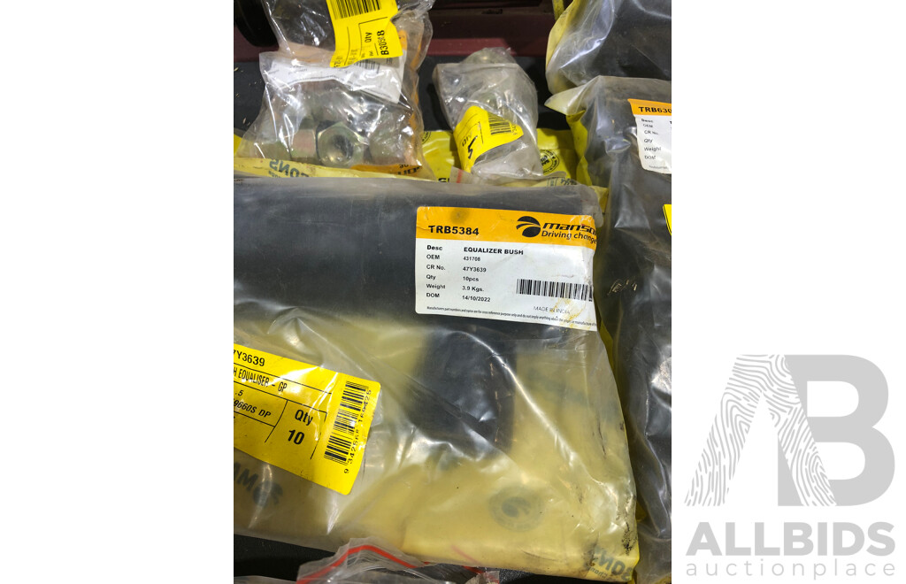 Approximatley 15 Various Truck Spare Parts From Mansons, Including but Not Limited to; U Bolt Assemblies, Wheel Studs, Equaliser Bush And More