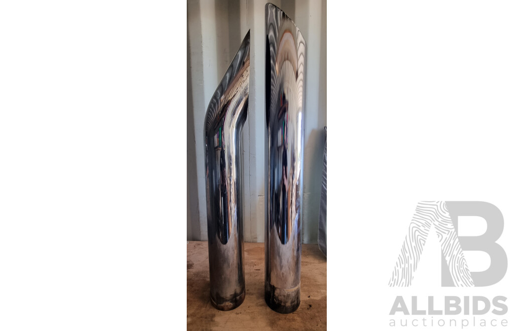 Pair of Chrome Exhaust Stacks - Curved Top & Straight Top