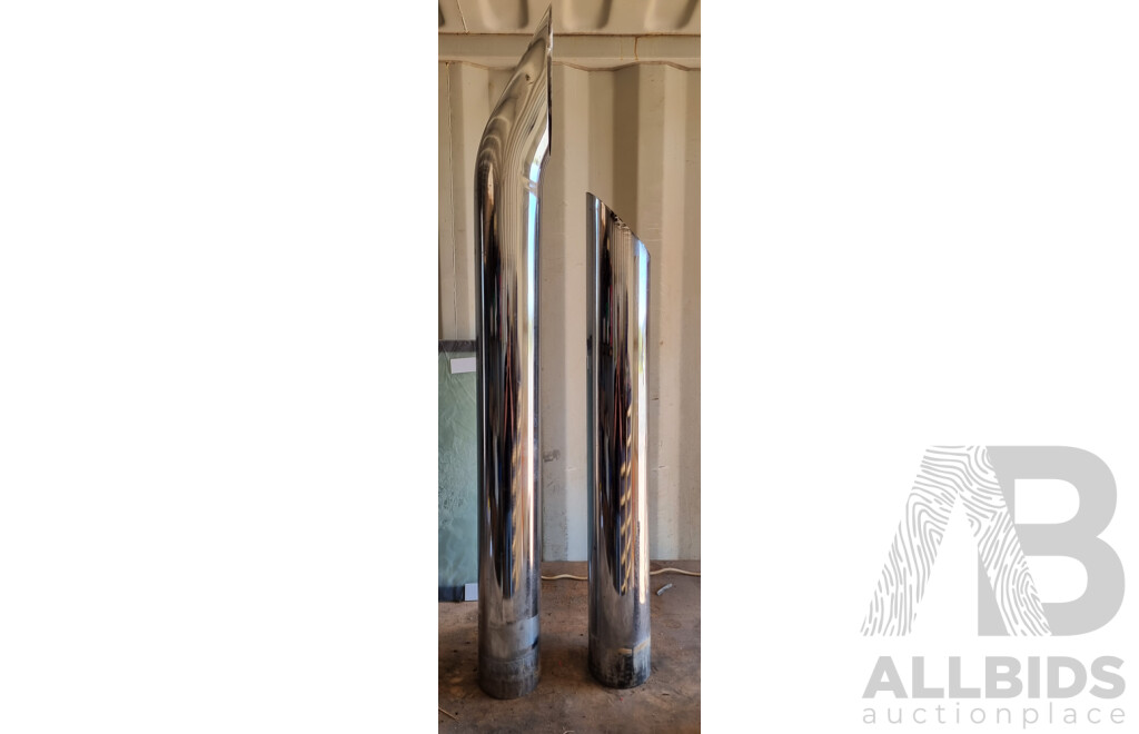 Pair of Chrome Exhaust Stacks - Curved Top & Straight Top