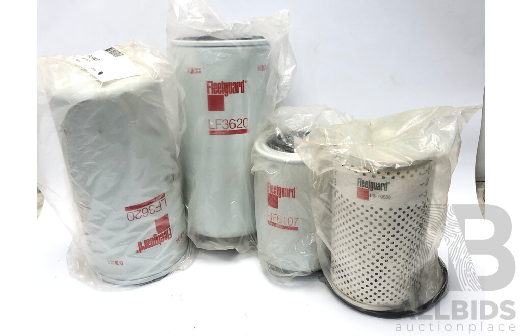 2x Fleetguard LF-3620 Lube Filters, 1x Fleetguard FS-19536 Fuel / Water Separator Cartridge and 1x Fleetguard HF-6107 Hydraulic Filter - ORP $121.00