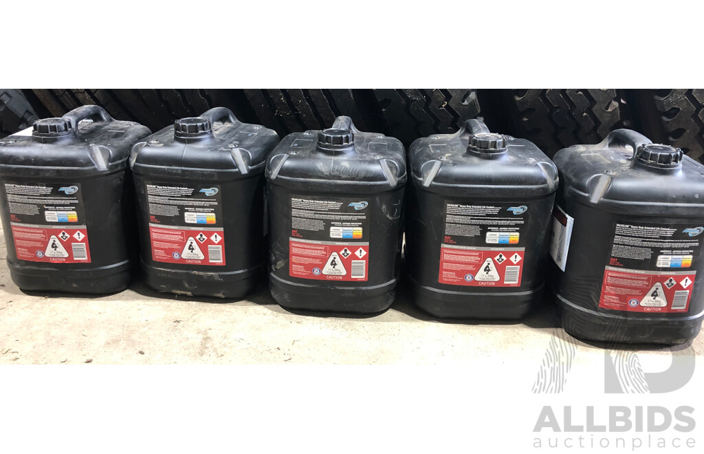 Five 20L Valvoline Heavy Duty Extended Life Premix Coolant