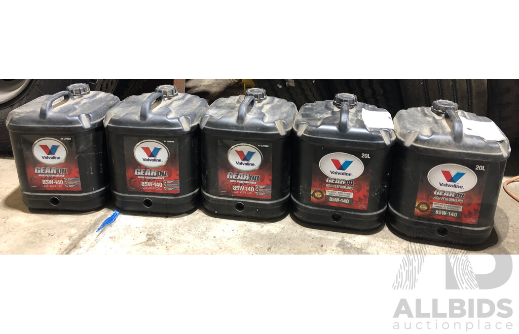 Five 20L Valvoline 85W-140 High Performance Gear Oil