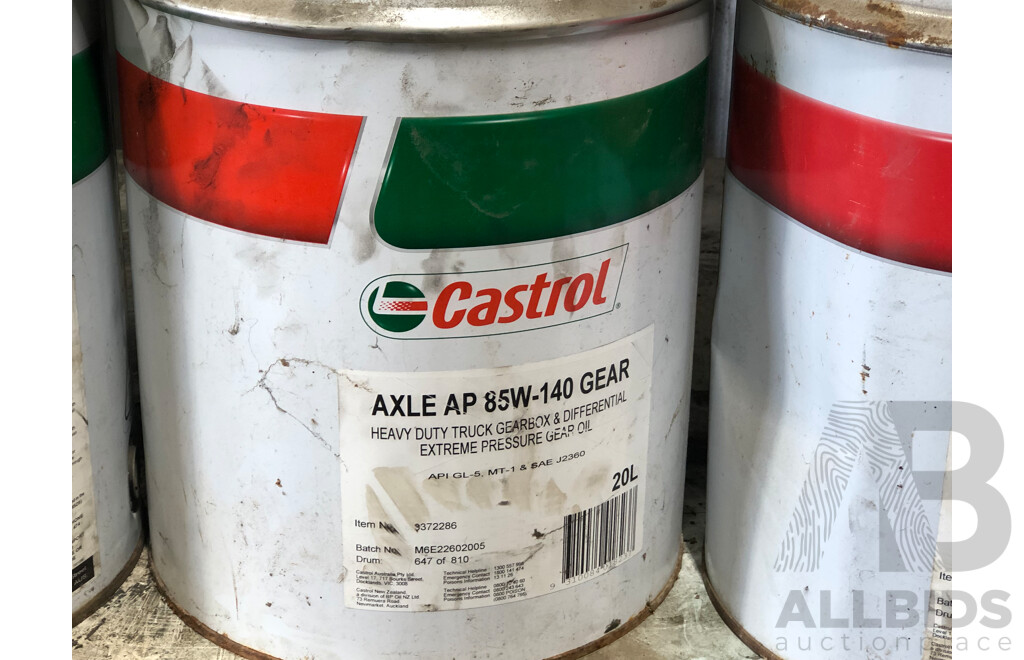 One 20L Castrol RadiCool Heavy Duty Premix, Two 85W-140 Heavy Duty Gearbox and Diff extreme Pressure Gear Oil 