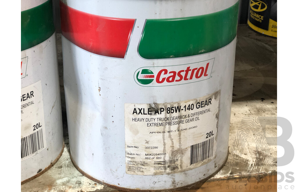One 20L Castrol RadiCool Heavy Duty Premix, Two 85W-140 Heavy Duty Gearbox and Diff extreme Pressure Gear Oil 