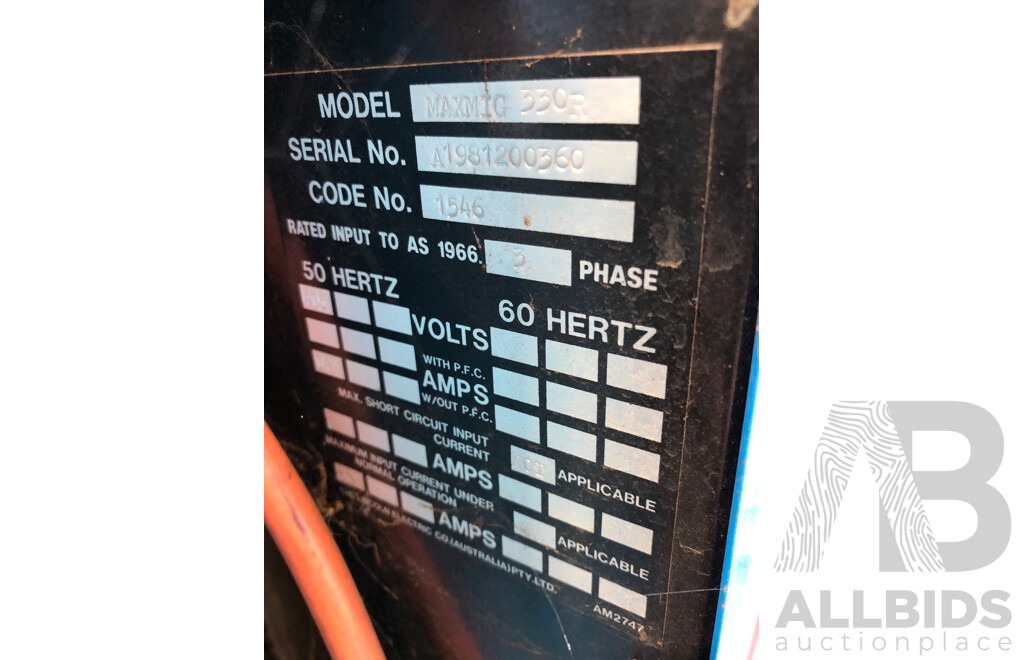 Three Phase Liquid Arc Maxmig 330R MIG Welder and Maxidrive 2R Wire Feeder