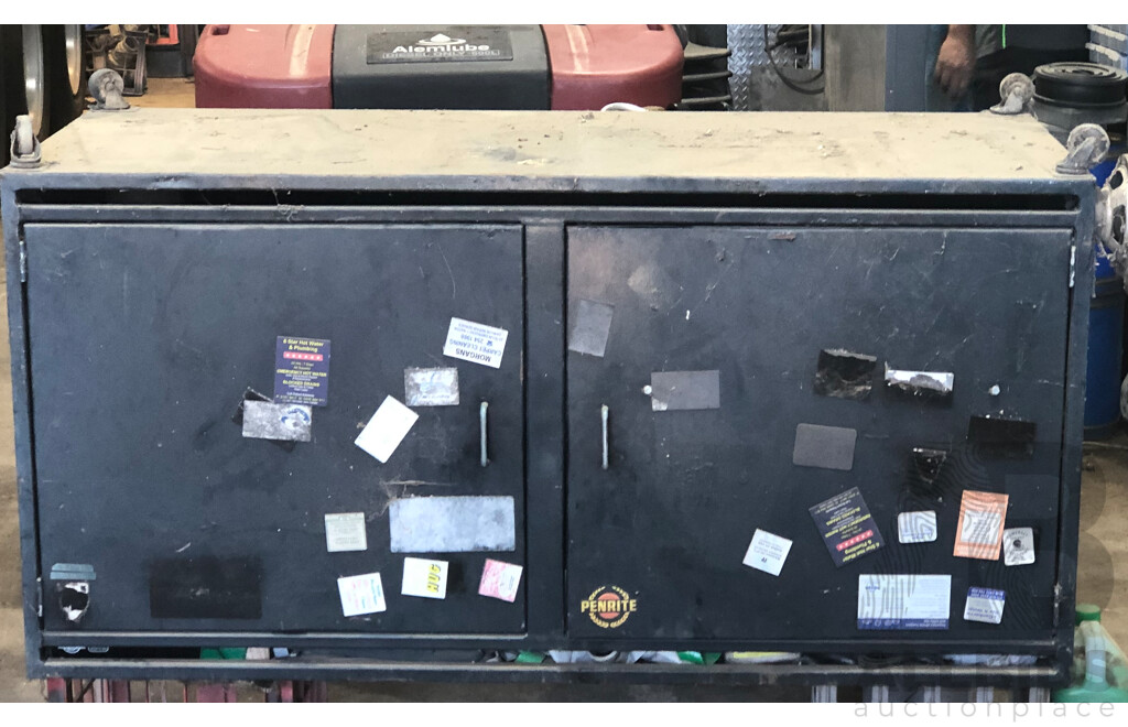 Steel Storage Box on Wheels Containing Wurth Hose Clamp Set, Truck-Lite LED Head Lamps & More