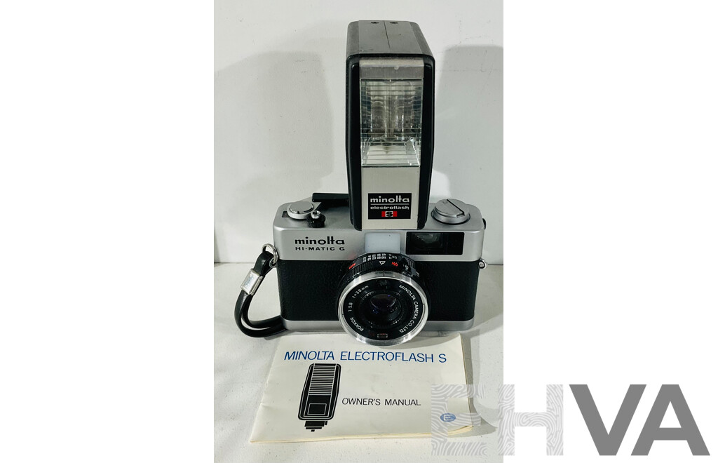 Retro Minolta Himatic G Rokkor 38mm F2.8 with an Minolta ElectroFlash S
