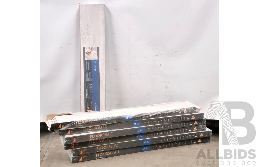 FLOORSELECT 8mm Hella Oak Dark Laminate Flooring - Lot of 7