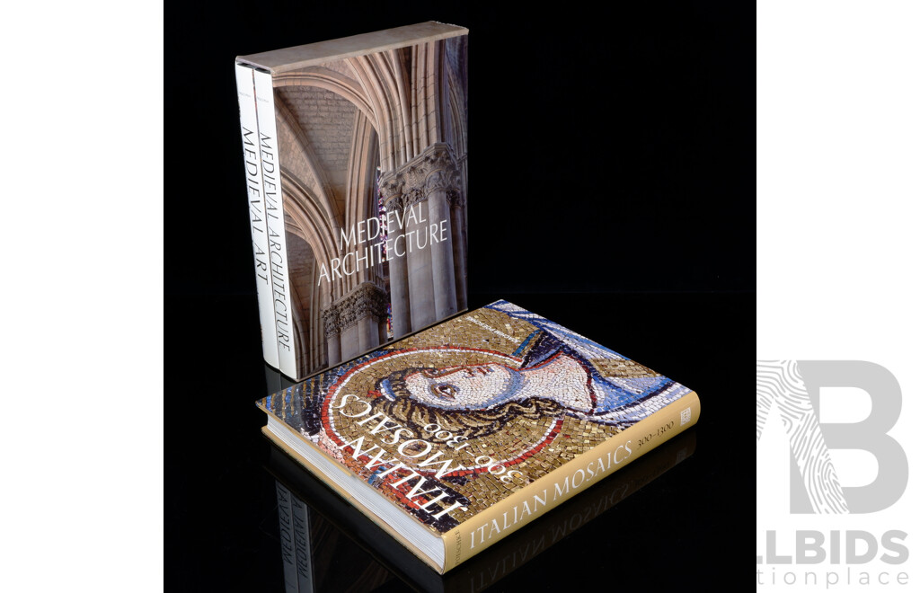 Italian Mosaics 300 to 1300, J Poeschke, Abbeville Press, 2010 Along with Two Book Set Medieval Architecture & Medieval Art, P Piva, the Folio Society, 2012, Hardcovers in Slip Case