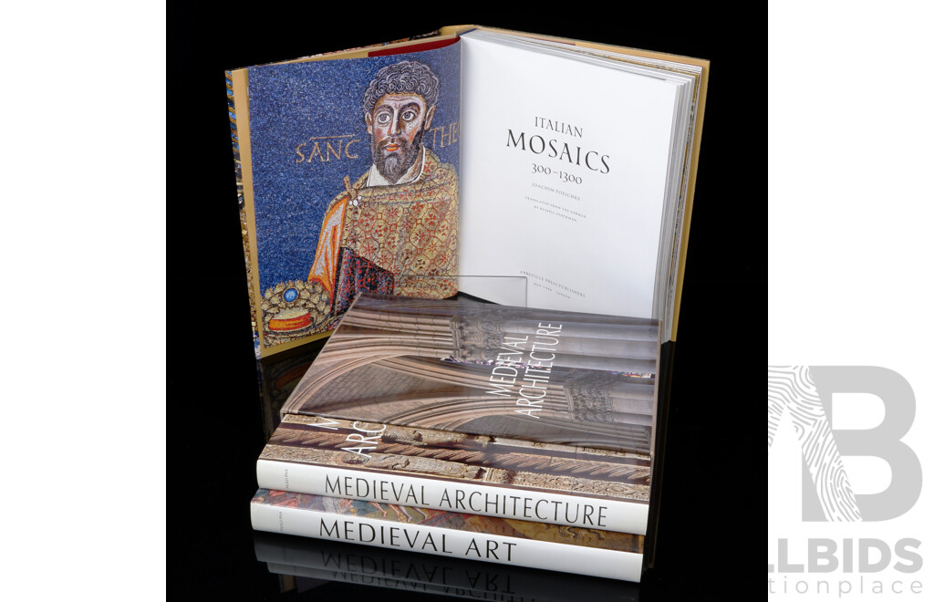 Italian Mosaics 300 to 1300, J Poeschke, Abbeville Press, 2010 Along with Two Book Set Medieval Architecture & Medieval Art, P Piva, the Folio Society, 2012, Hardcovers in Slip Case