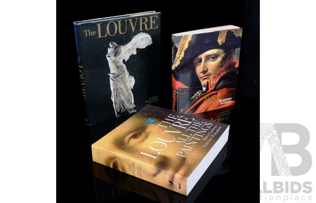 Three Books Regarding the Louvre Comprising the Louvre by Various, Scala 2007, the Louvre All the Paintings by E Lessing & V Pomarede, Paperback, Napoleon Revolution to Empire, NGV Paperback