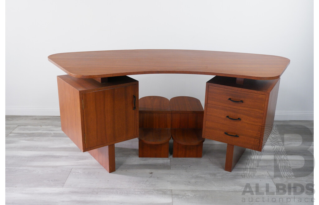 Mid Century Curved Executive Desk
