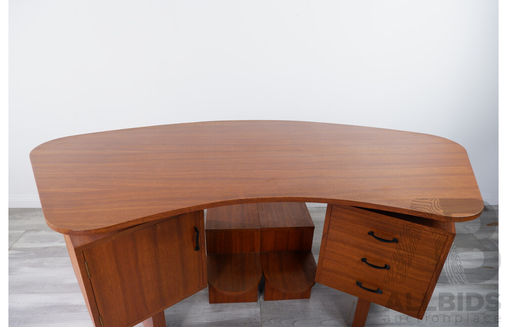 Mid Century Curved Executive Desk
