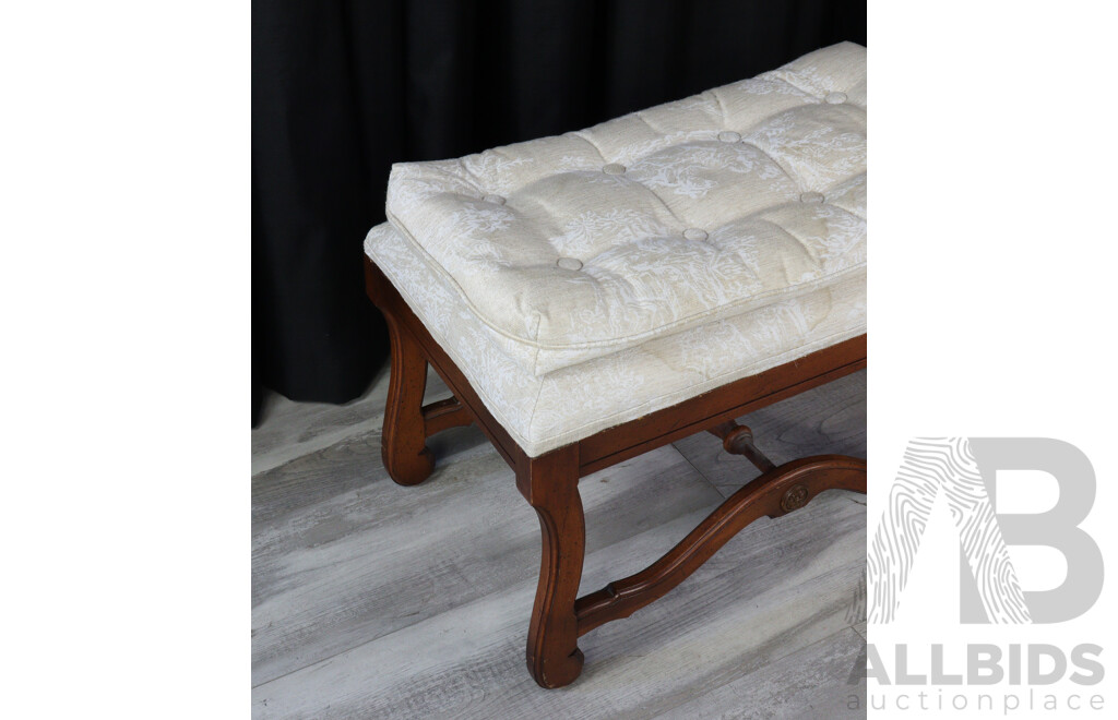 Pair of Timber Based Foot Stools with Upholstered Tops