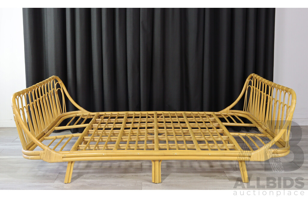 Vintage One Piece Cane Queen Size Bed Frame