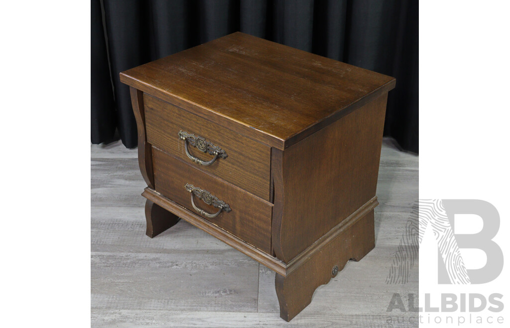 Pair of Retro Oask Two Drawer Bedside Chests