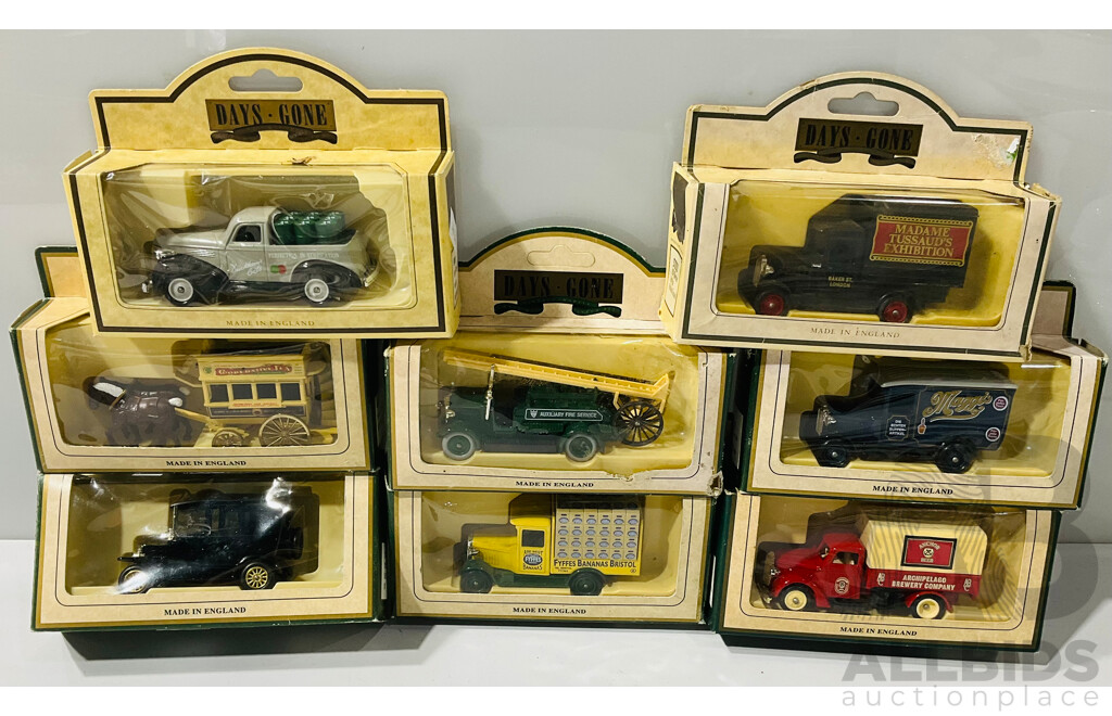 Collection of Eight Days Gone Vintage Toy Vehicles in Original Boxes