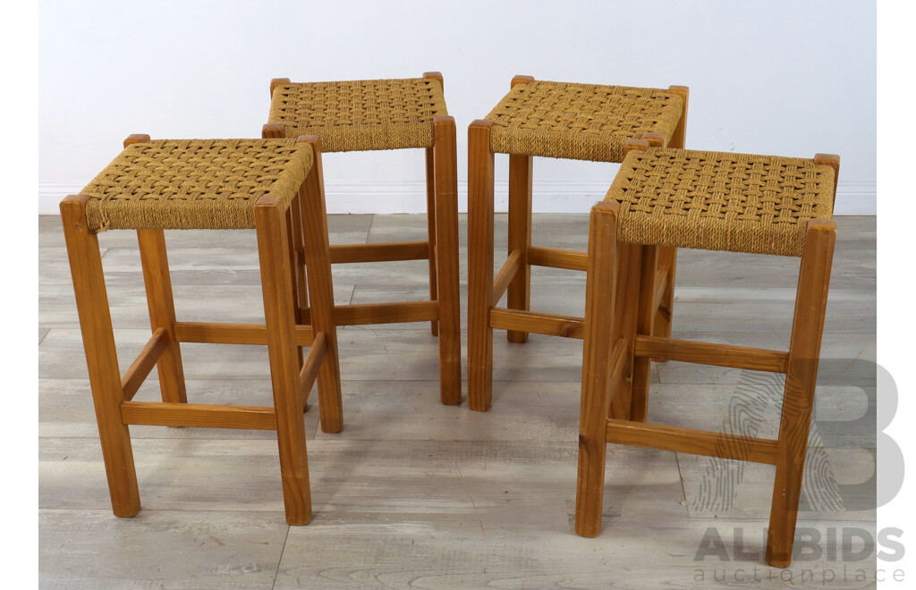 Set of Four Timber Stools with - Lot 1519864 | ALLBIDS