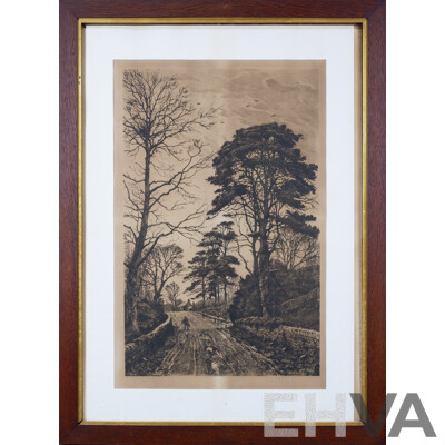 Frederick Slocombe (1847-1920, British), Two Etchings: Yorkshire Lane 1886; Road to Bolton, each 58 x 39 cm (2)