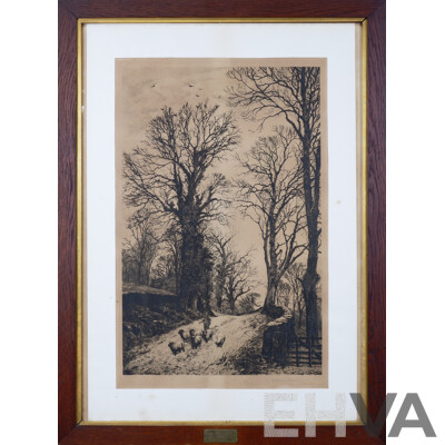 Frederick Slocombe (1847-1920, British), Two Etchings: Yorkshire Lane 1886; Road to Bolton, each 58 x 39 cm (2)