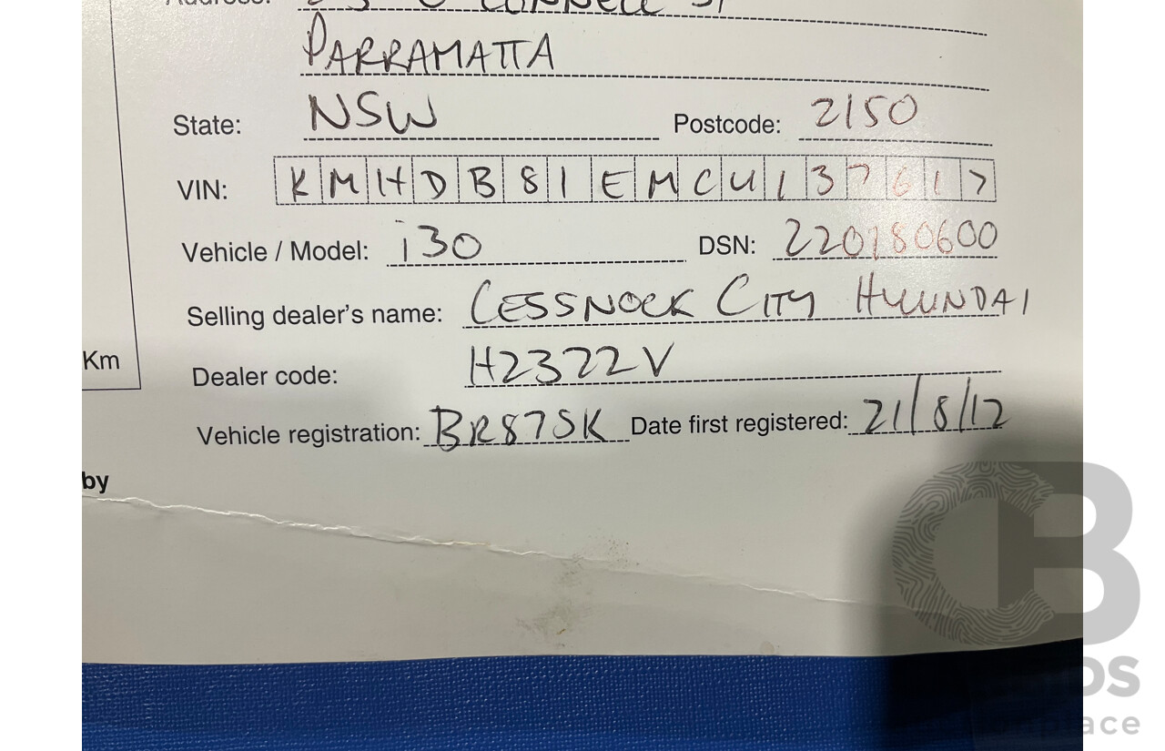 06/12 Hyundai I30 cw SX 2.0 FWD FD MY12 4D Wagon Black 2.0L