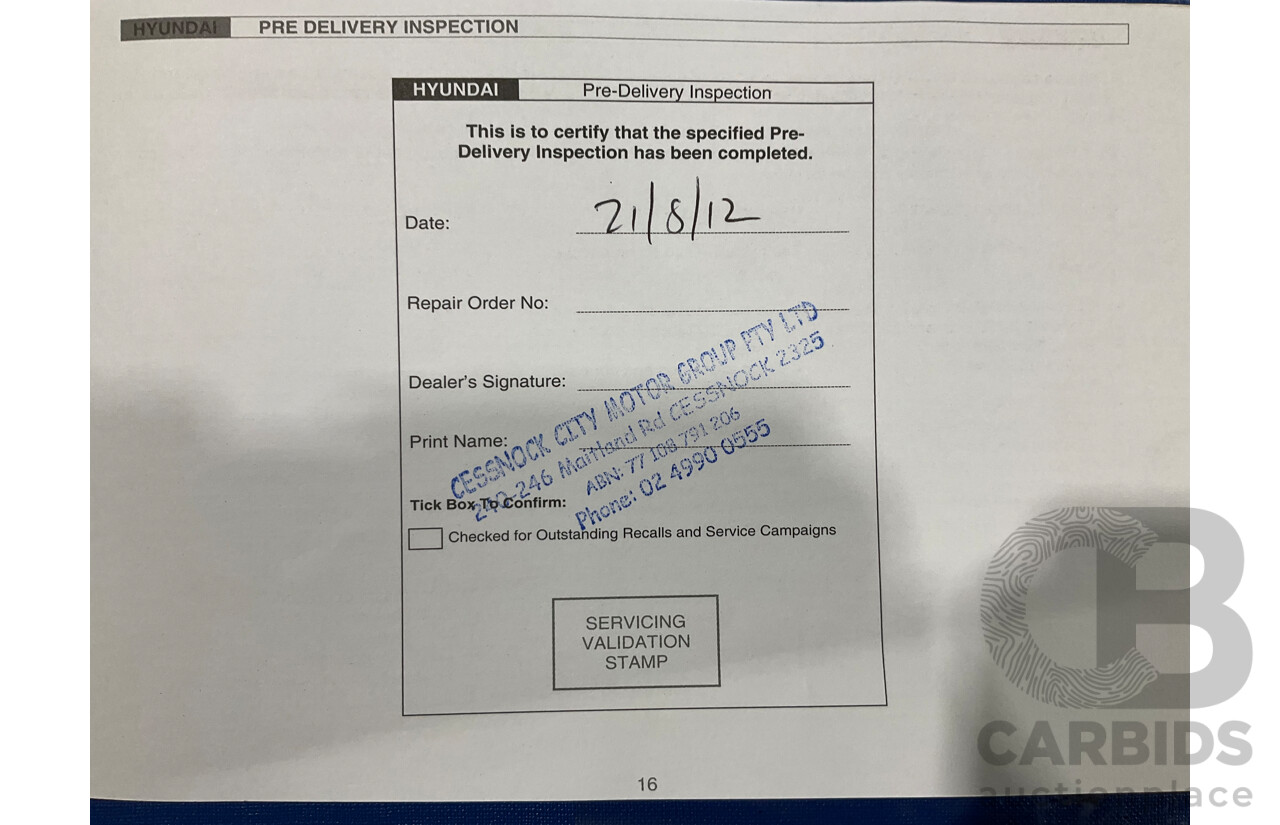 06/12 Hyundai I30 cw SX 2.0 FWD FD MY12 4D Wagon Black 2.0L