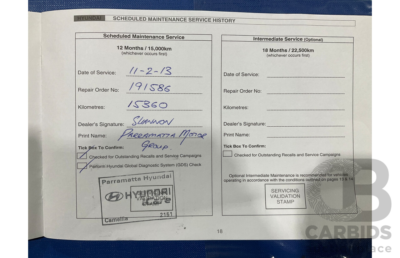 06/12 Hyundai I30 cw SX 2.0 FWD FD MY12 4D Wagon Black 2.0L