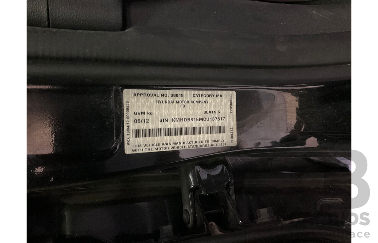 06/12 Hyundai I30 cw SX 2.0 FWD FD MY12 4D Wagon Black 2.0L