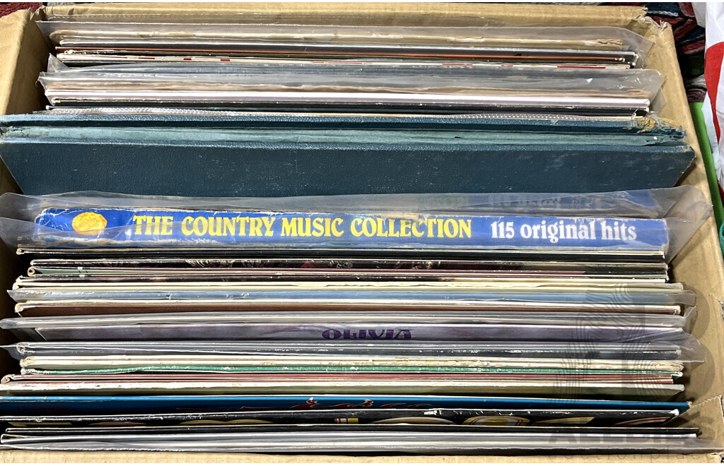 Collection Approx 50 Vinyl LP Records Including Slim Dusty, Donovan, Sherbet and More