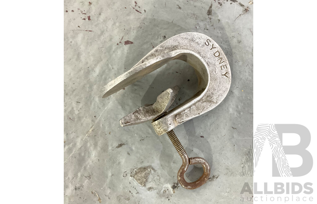 Two Galvinised Steel Tool Boxes with Industrial Imperial Spanners, Vintage Brace Drills and Auger Bits, 'G' and 'F' Clamps, Bench and Drill Vices, Hammers, Industrial Bench Clamp Tin Opener and More