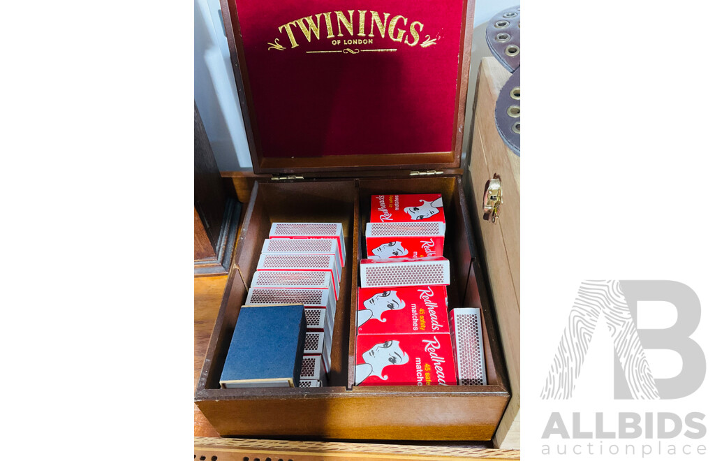 Collection Retro & Vintage Items Including Vintage Wooden Flatwear Canteen, Tribal Bamboo Container From Borneo and More