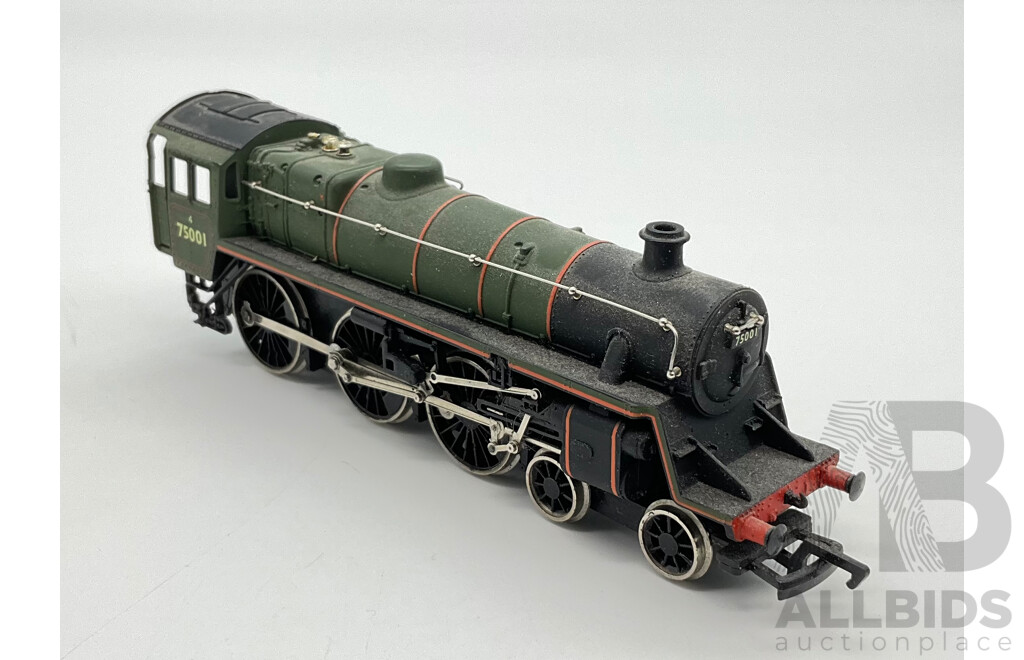 Three HO Scale Locomotives Including Steam Locomotives SCNF 231.2.82, Mainline 75001 and Lima Santa Fe Diesel Locomotive 106