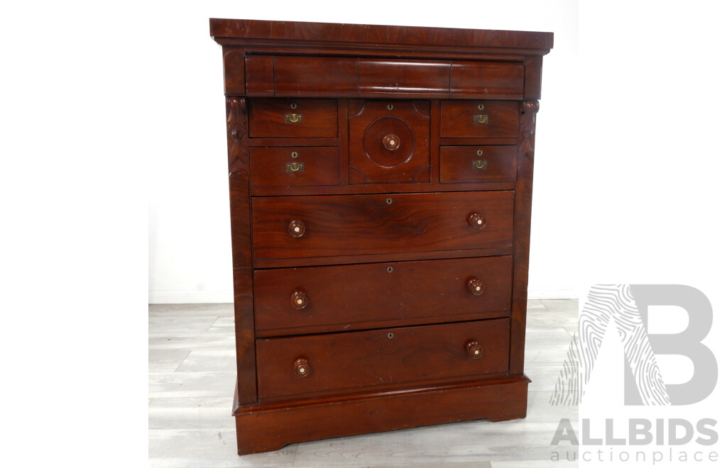 Victorian Cedar Chest of Nine Drawers