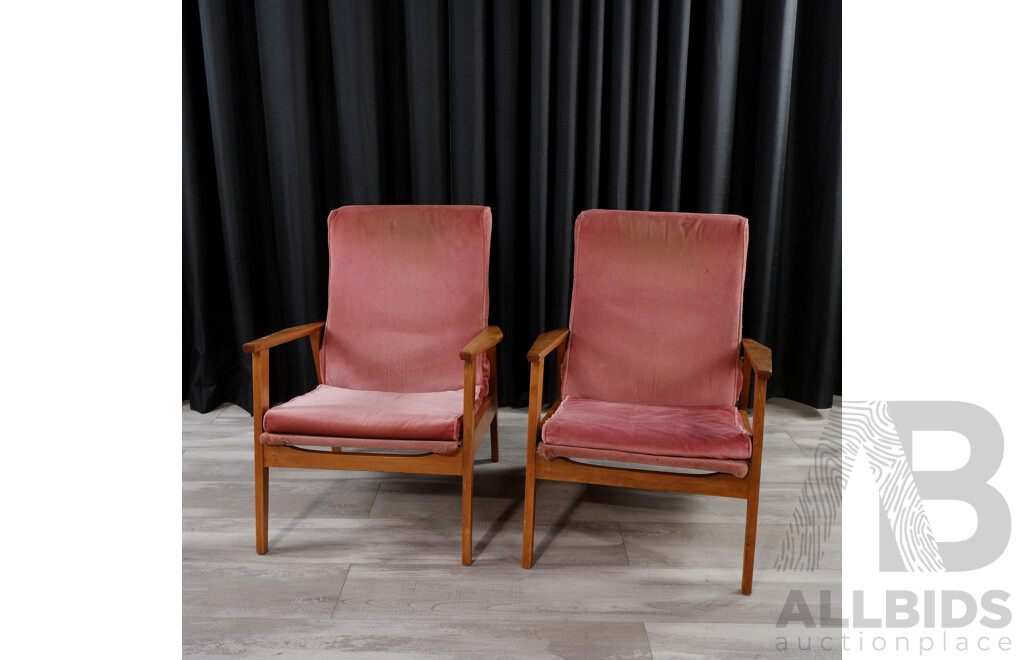 Pair of Mid Century Timber Framed Lounge Chairs