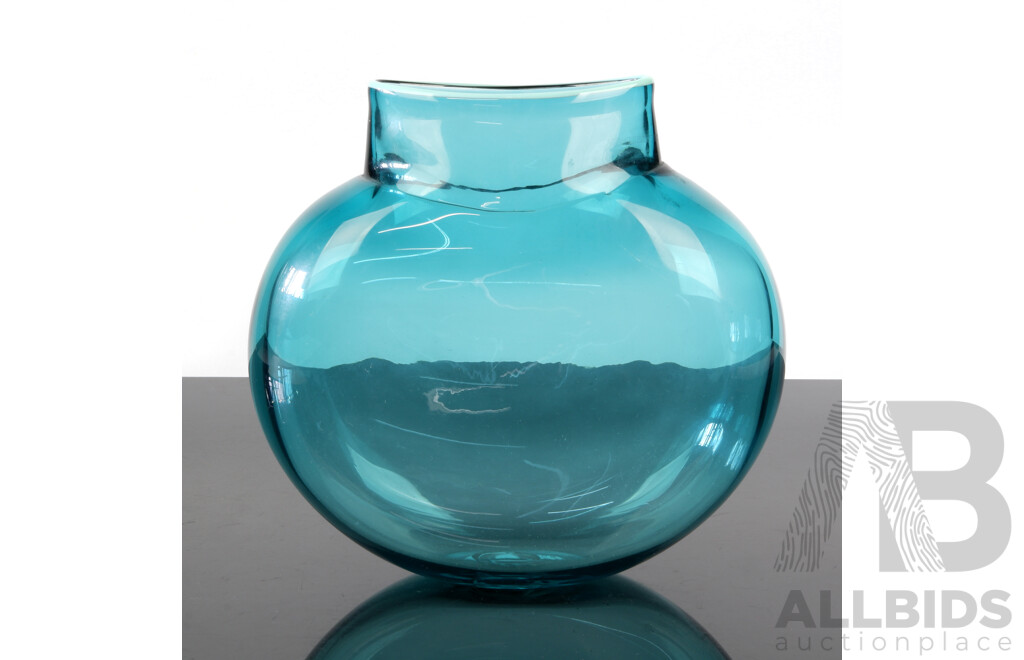 Australian Studio Art Glass Blue Vase by Maureen Williams