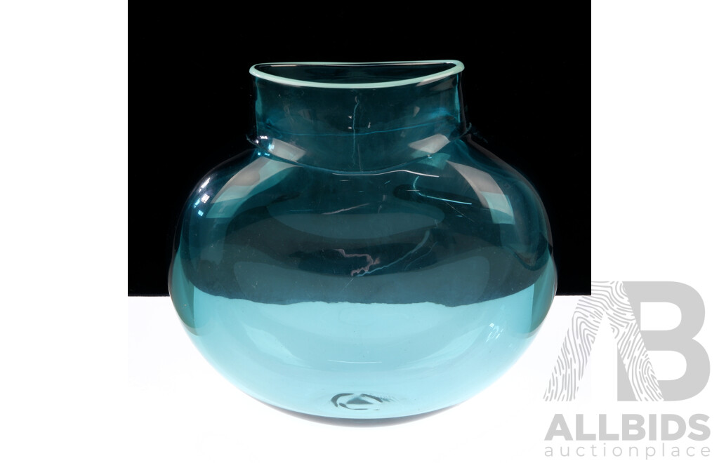 Australian Studio Art Glass Blue Vase by Maureen Williams