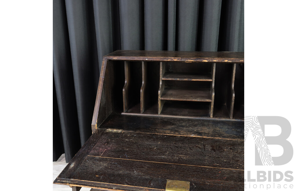 Oak Elevated Drop Front Bureau