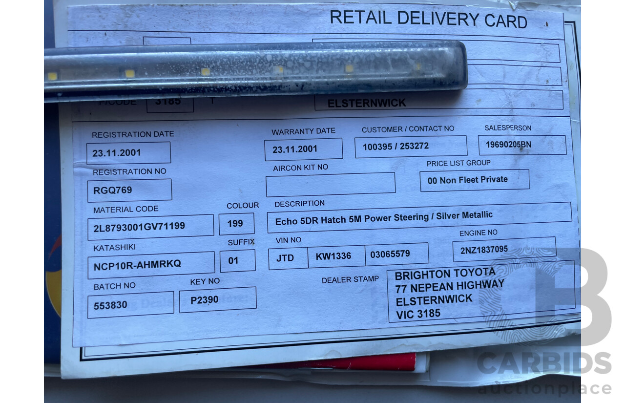 06/01 Toyota Echo  FWD NCP10R 5D Hatchback Silver  1.3L