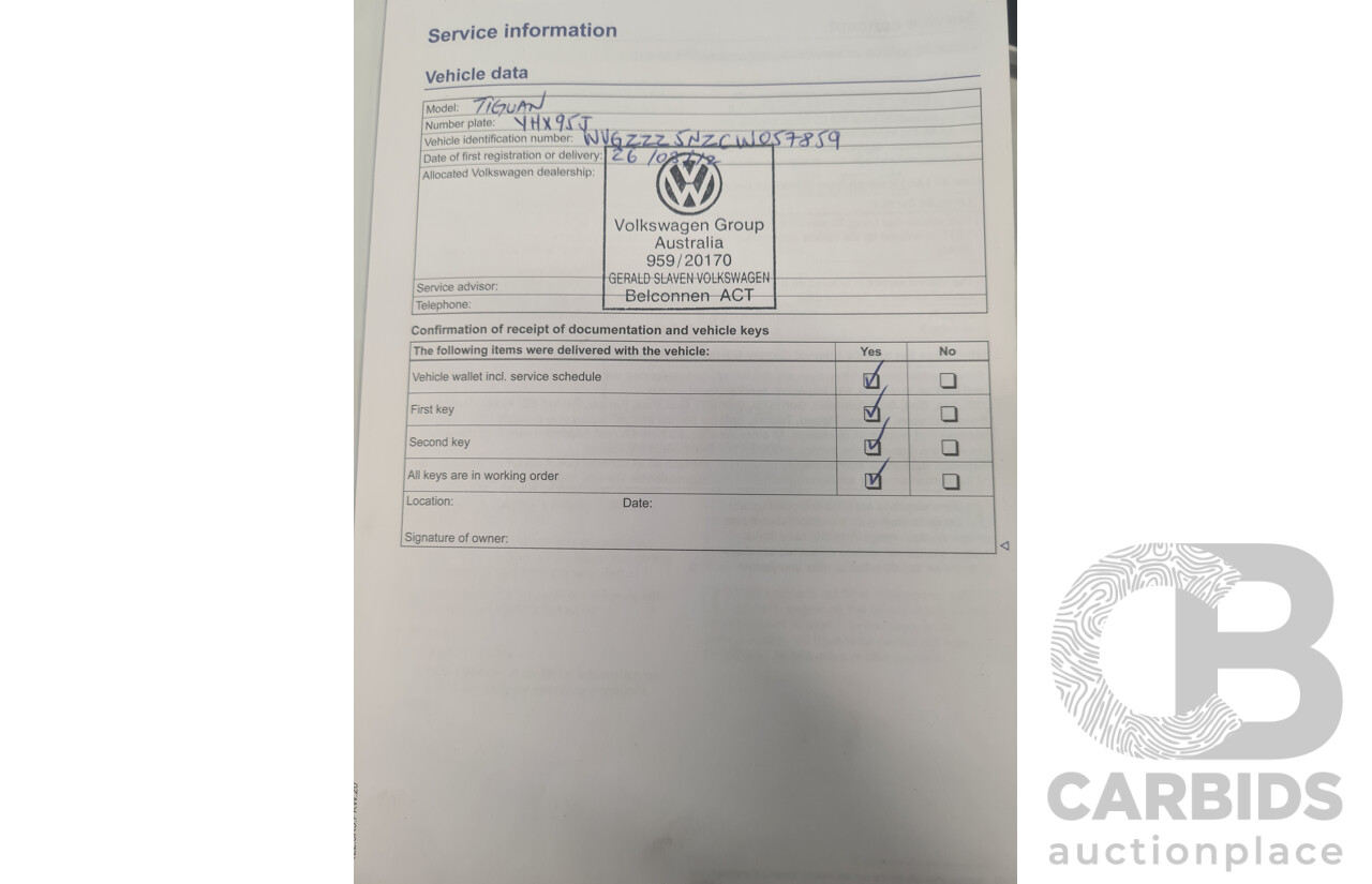 3/2012 Volkswagen Tiguan 132 TSI Pacific (AWD) 5NC MY12 4d Wagon Black Turbo 2.0L