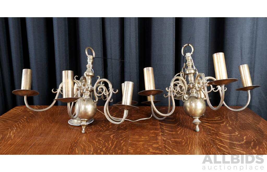 Pair of Brass Chandeliers