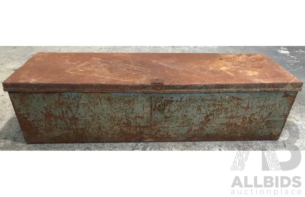 Vintage Large Steel Toolbox with Assorted Tools