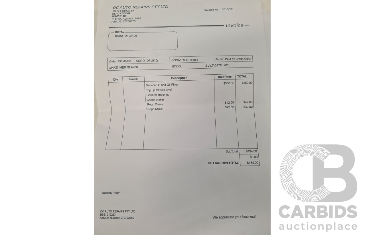 4/2016 Mercedes Benz GLA200d AMG Pack X156 4d Wagon White Turbo Diesel 2.1L