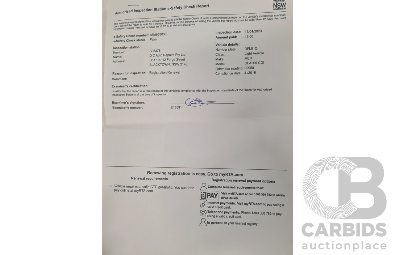 4/2016 Mercedes Benz GLA200d AMG Pack X156 4d Wagon White Turbo Diesel 2.1L