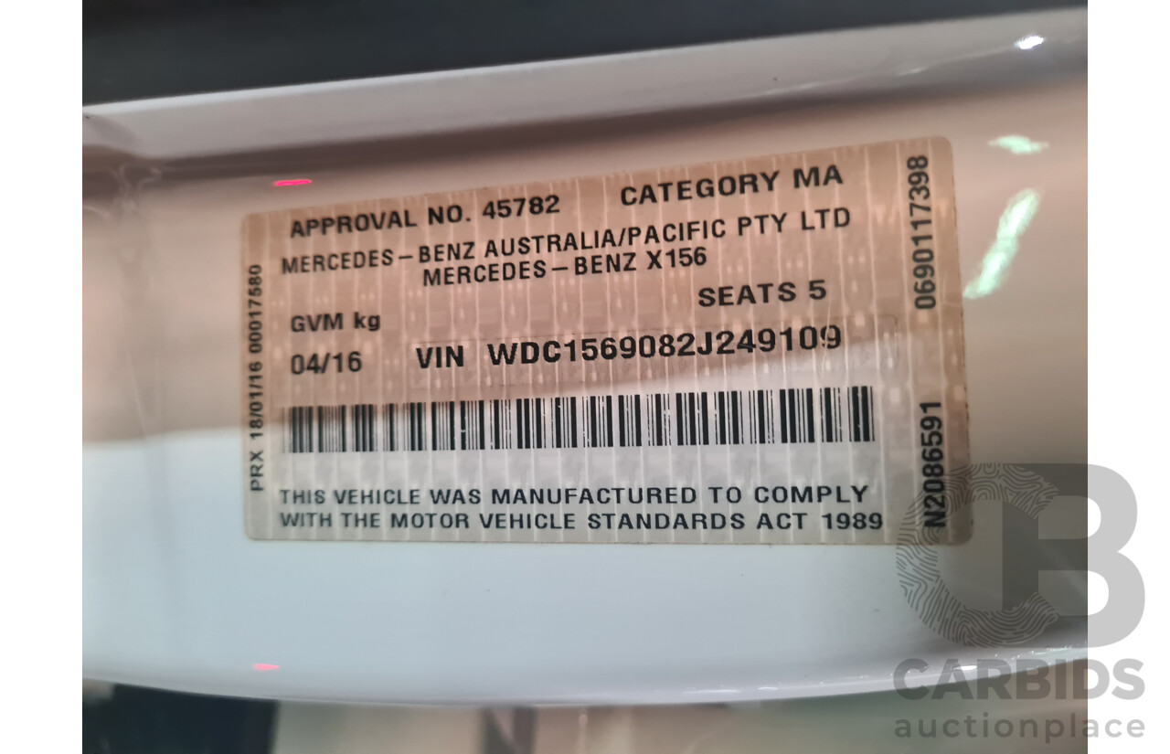 4/2016 Mercedes Benz GLA200d AMG Pack X156 4d Wagon White Turbo Diesel 2.1L