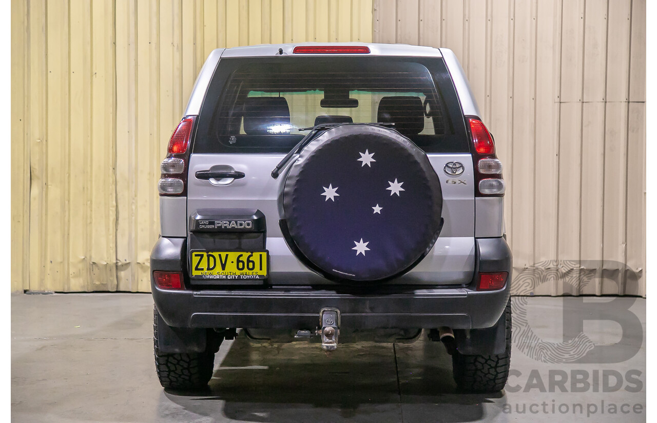 4/2004 Toyota Landcruiser Prado GX (4x4) KZJ120R 4d Wagon Silver Turbo Diesel 3.0L