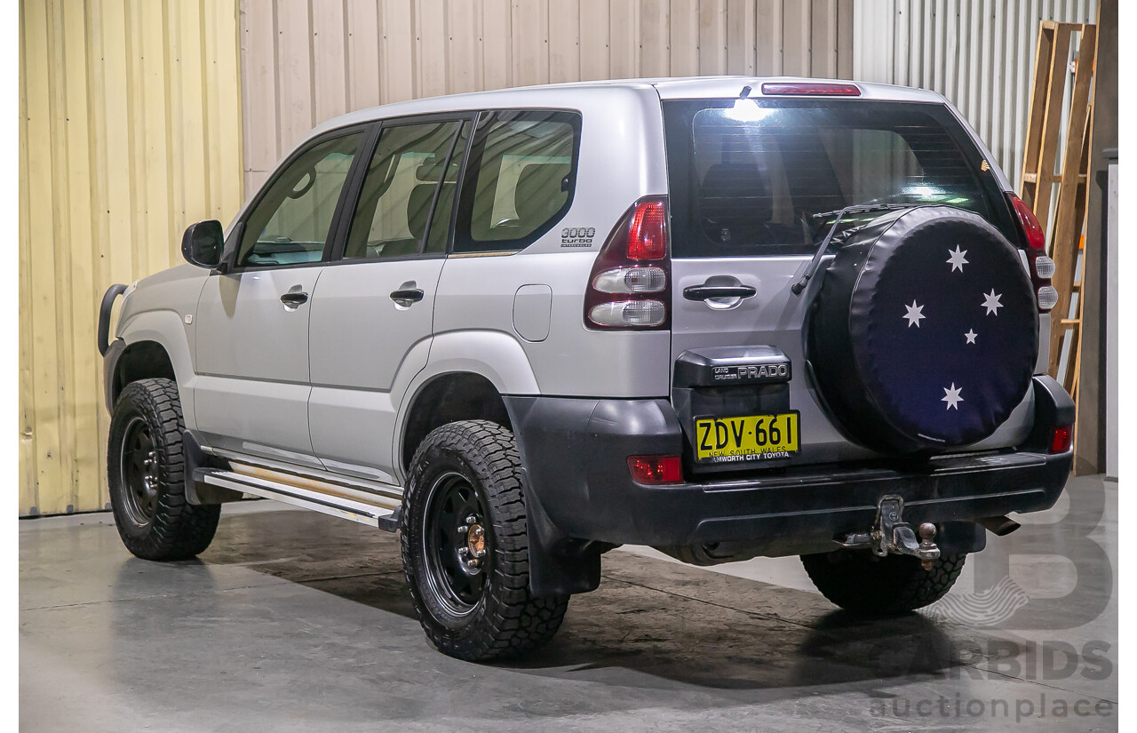 4/2004 Toyota Landcruiser Prado GX (4x4) KZJ120R 4d Wagon Silver Turbo Diesel 3.0L